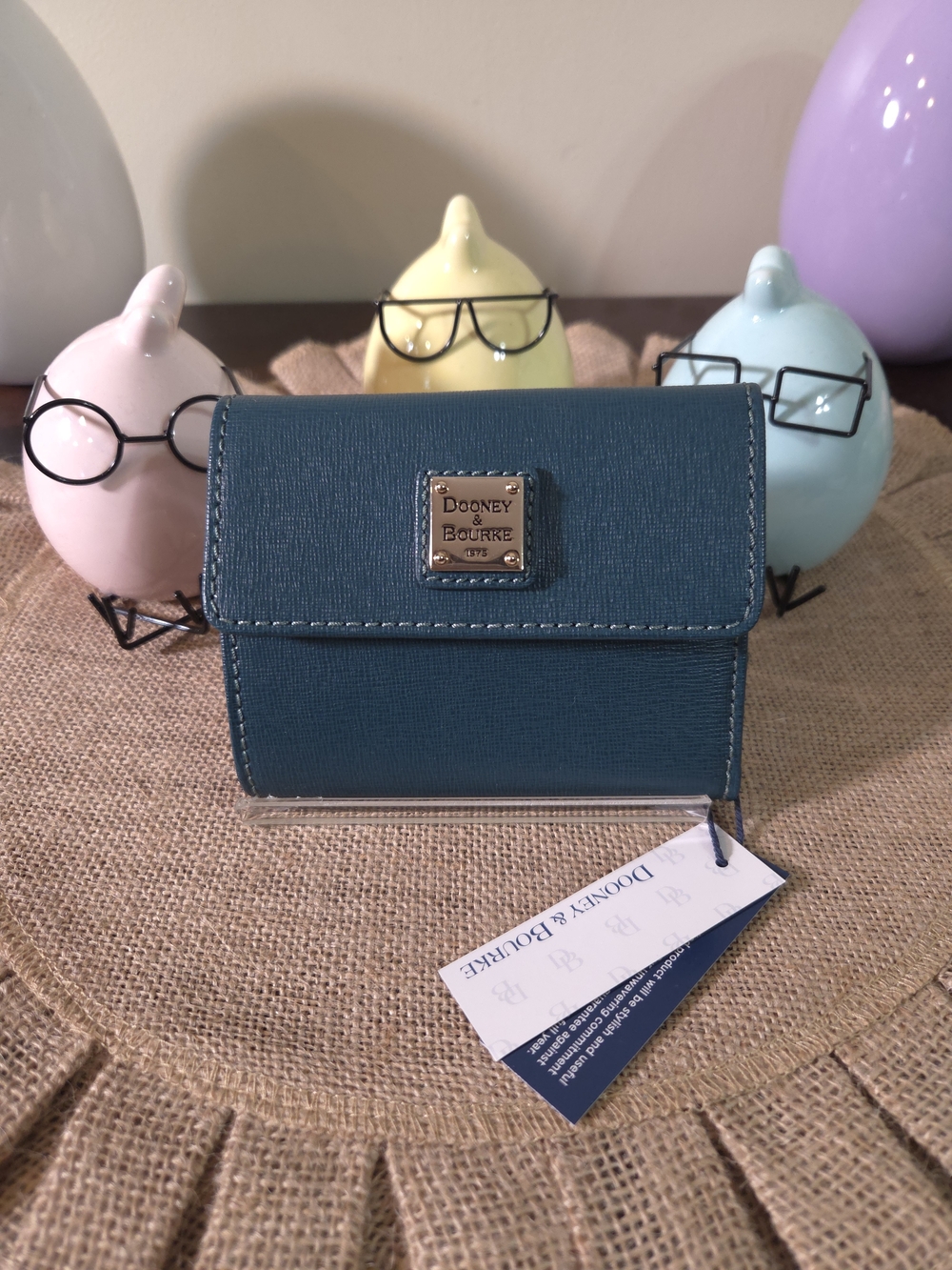 NIB Dooney & Bourke Teal Saffiano Leather Wallet